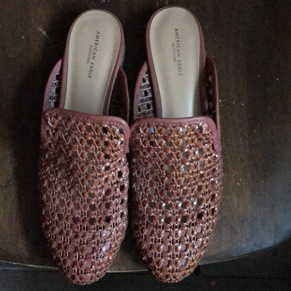 AEO Woven Leather Mules